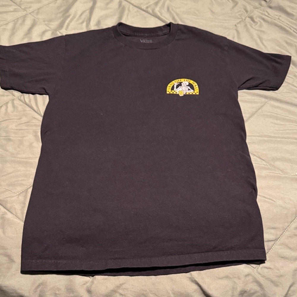 Vans Black Tee with Skeleton Drinking Beer